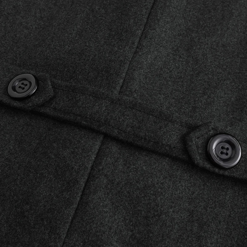 Classic Wool Blend Peacoat with Notched Lapel and Button Closure for Men s Winter Fashion Outerwear