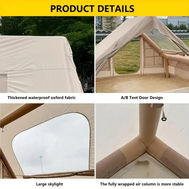Large inflatable tent 67.8 Square Feets inflatable, 4-6 people,4 Season Glamping Tent,Waterproof