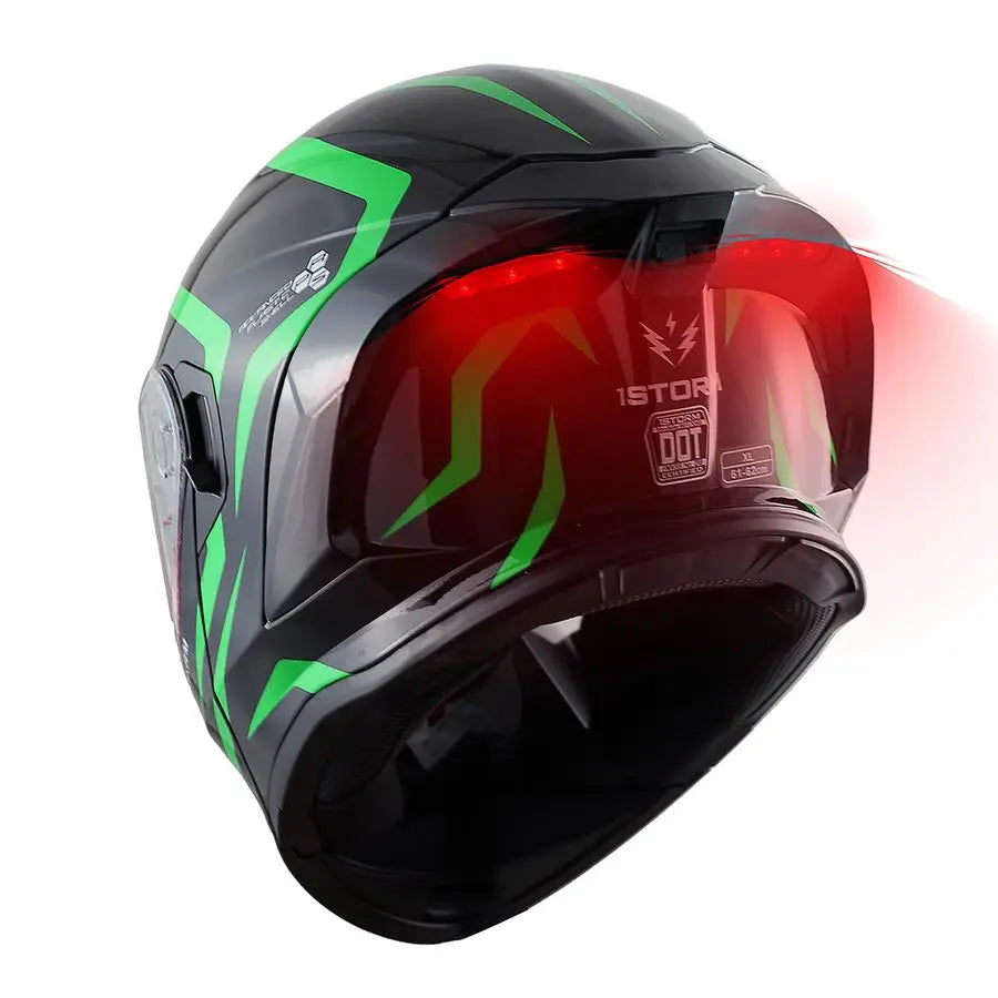 New Motorcycle Bike Modular Full Face Helmet Dual Visor Sun ShieldRechargeable LED Tail Light LEDX90