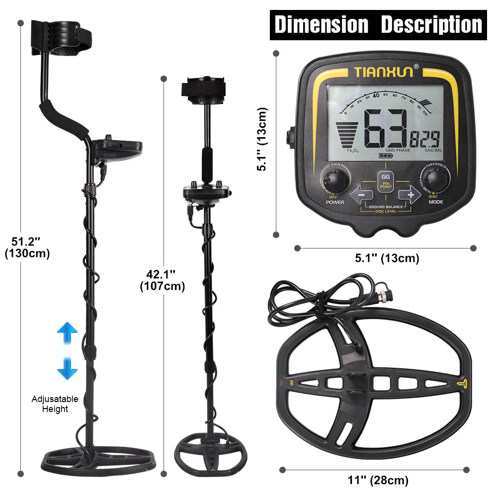 TX-850 Metal Detector Professional Underground Depth 2.5m S Gold DetectorTreasure Pinpointer 11inch
