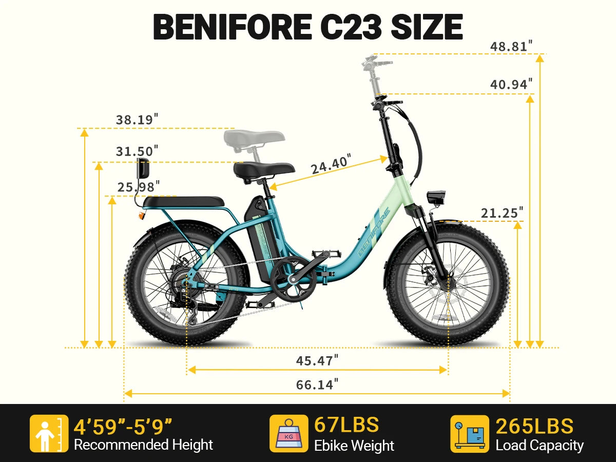 City E-Bike 750W Motor 48V15AH Battery, Seat Back + Footrest Electric Bike 26*3.0-inch Fat Tire