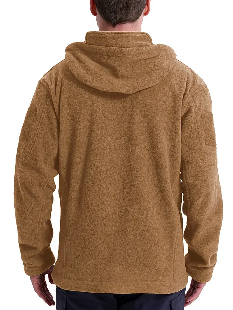 Men's fleece Hiking Hunting Outdoor  Jacket Winter Warm Full Zip Military Hoodies Multi-Pockets