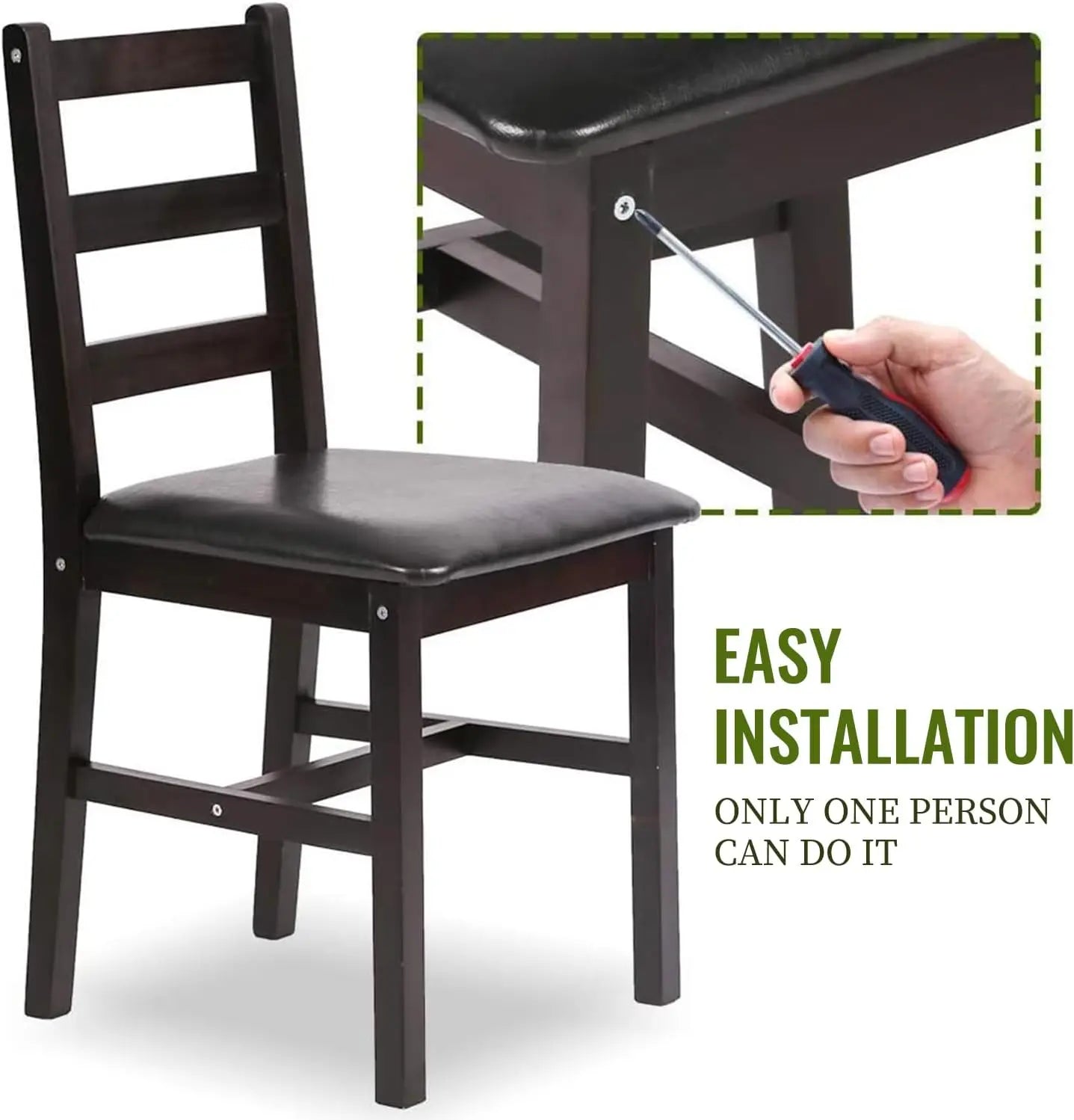 Kitchen Table &Chairs for 4 Dining Room Set,Wood Elegant for Small Space,Dark Brown