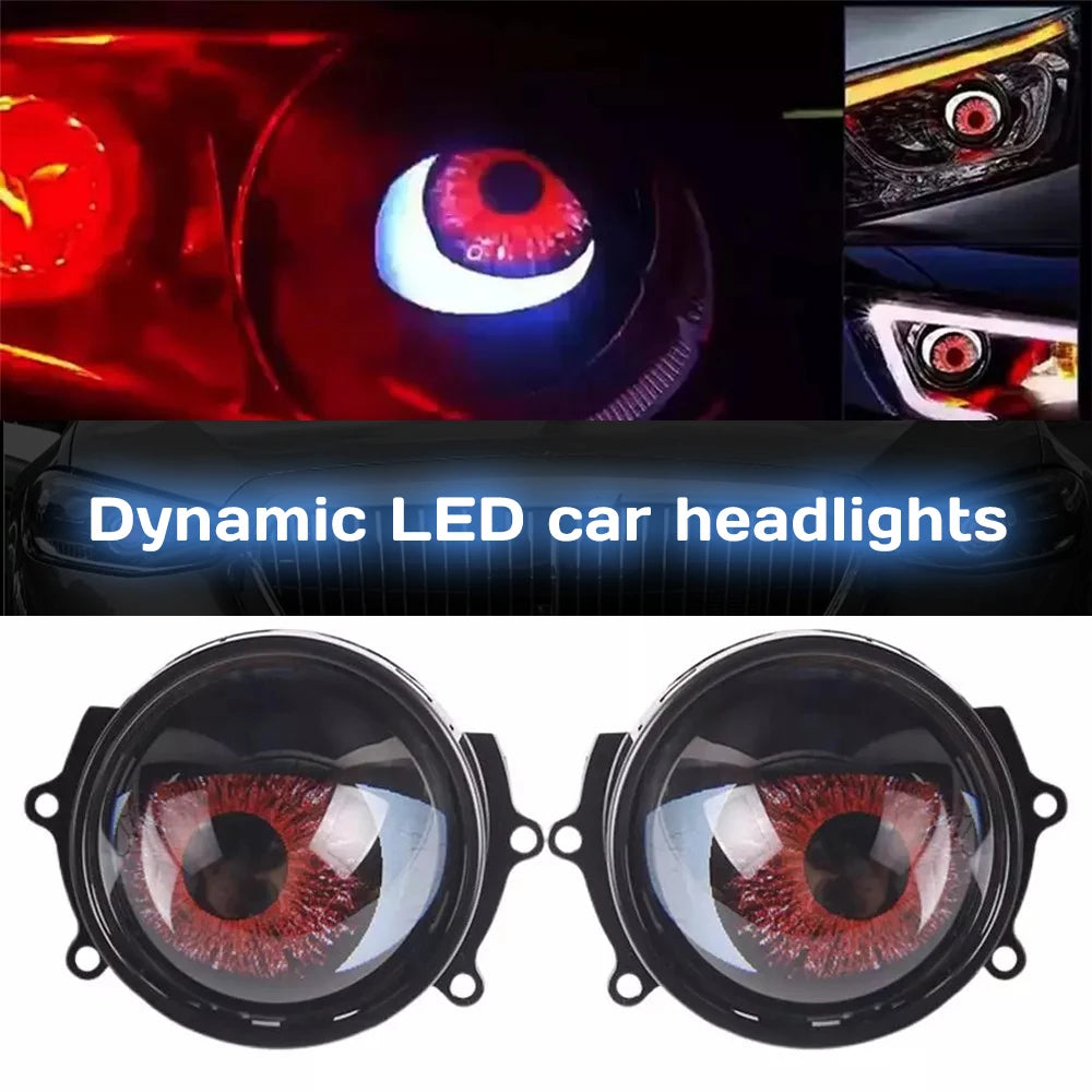 LED Dynamic Devil Eyes Lights 6modes 12V Remote Control Atmosphere Lamp Motorcycle Lens Headlight