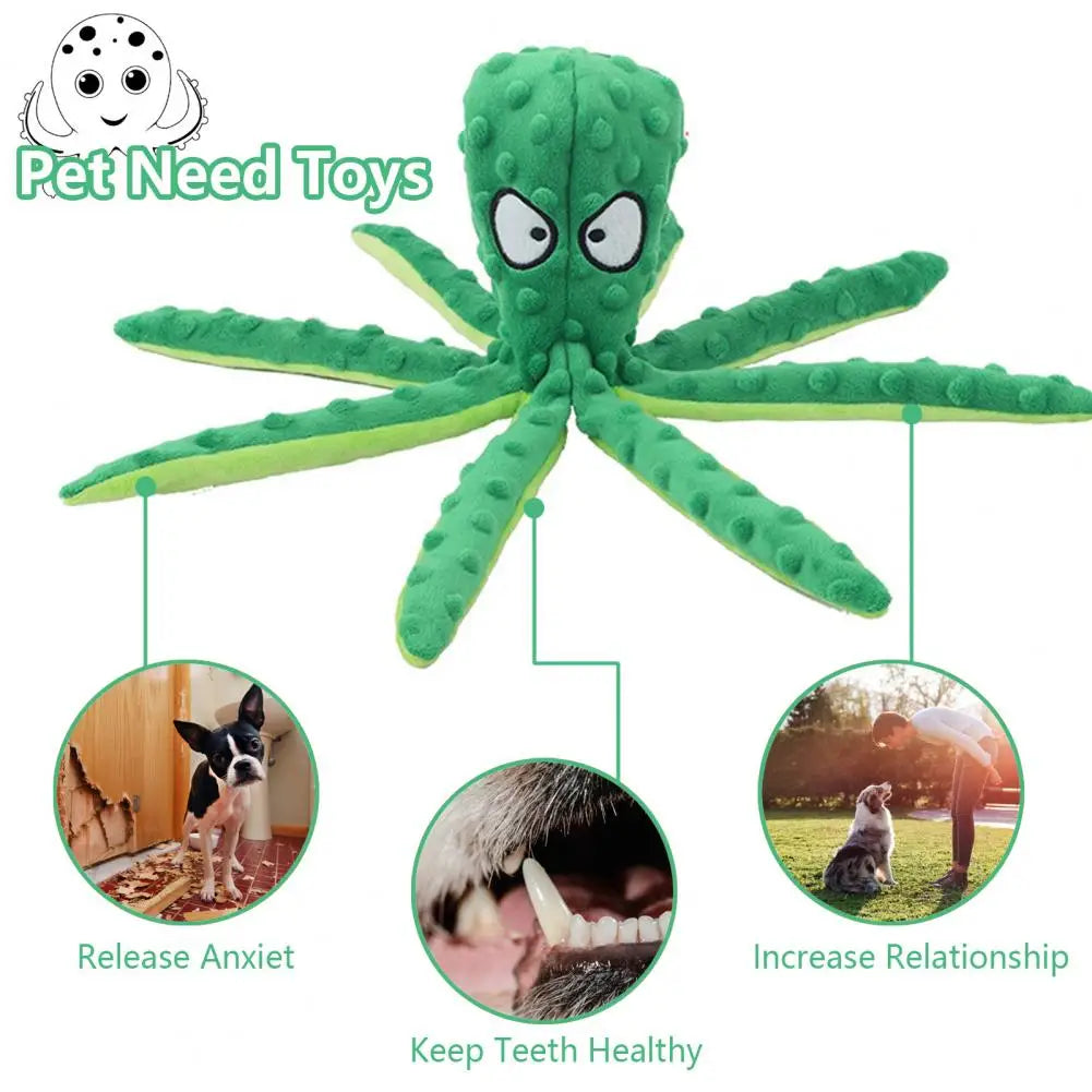 Pet Plush Toy Octopus Dog Toy Indestructible Bite Resistant squeaky Octopu, Rattle