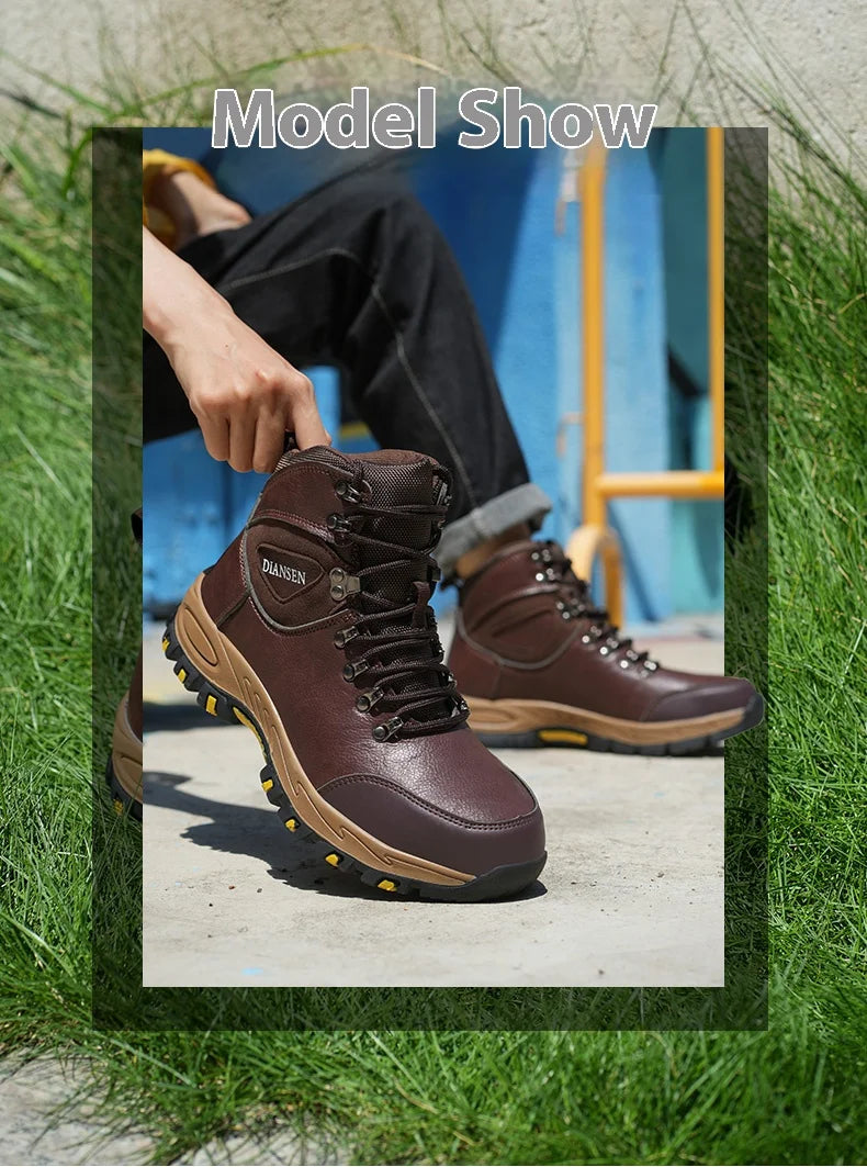 Waterproof Leather Indestructible Men Work Safety Boots Outdoor Anti-smash Anti-puncture Male