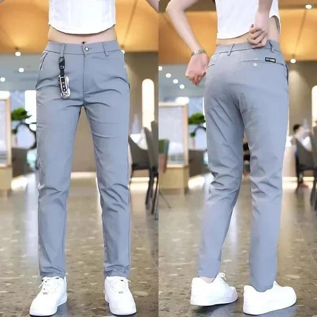 Ice Silk Men's Golf Men's Midweight Casual Pants Khaki Black Slim Straight Leg Stretch Casual