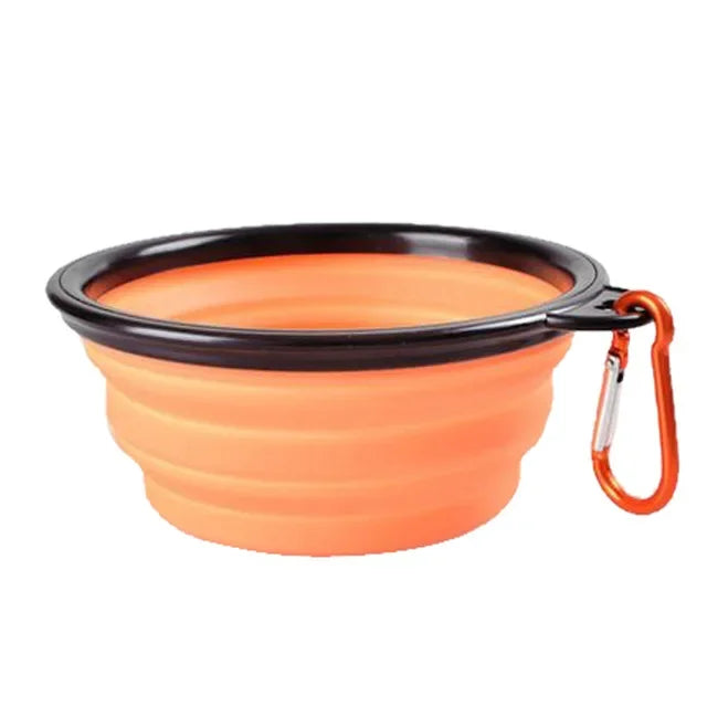 Collapsible Pet Silicone Dog Food Water Bowl Camping Travel Folding ,Carabiner Pet Supplies