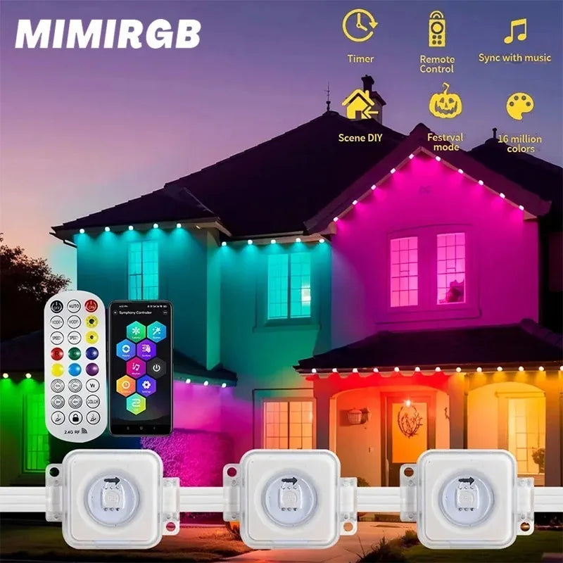 Smart Bluetooth Permanent Outdoor Music Sync Light IP67 Waterproof Voice Control Holiday Party