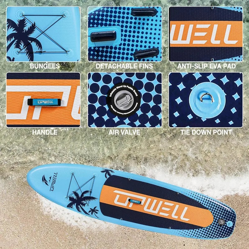 10'6"/11'/11'6" Inflatable Paddle Board, Stand or Sit, Stable Design, Premium SUP Accessories,