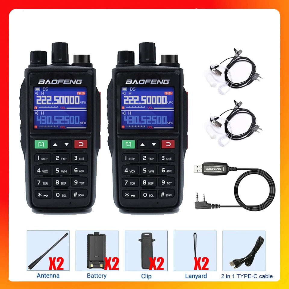 1/2PCS UV-22 intercom long-distance USB Type-C large capacity NOAA 999CH FM two-way radio