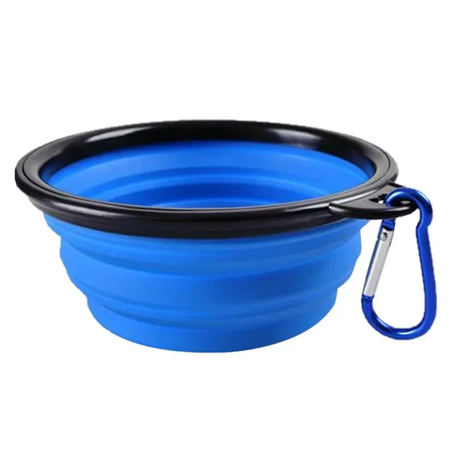 Collapsible Pet Silicone Dog Food Water Bowl Camping Travel Folding ,Carabiner Pet Supplies