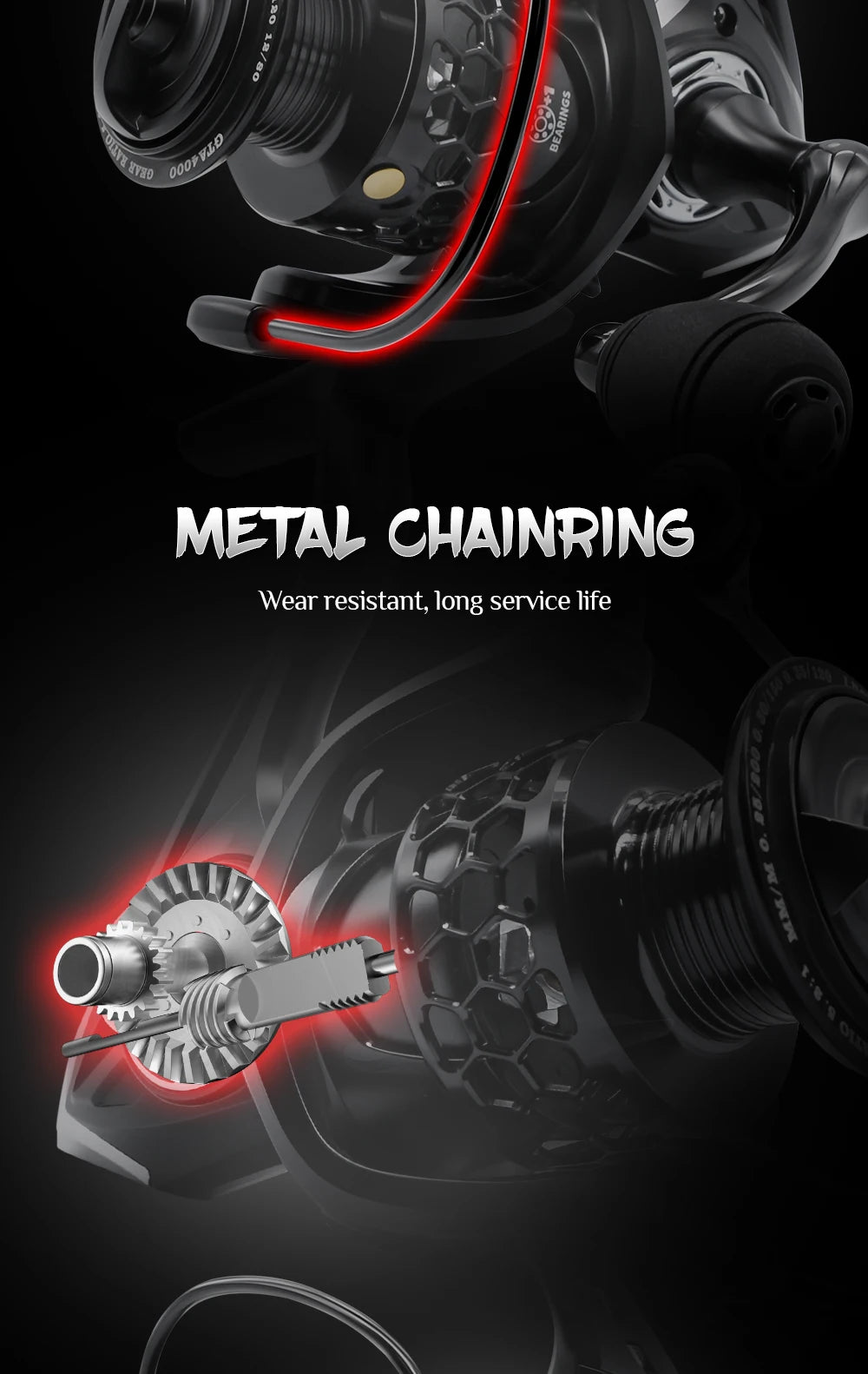 GTA2 Spinning Reel - 5+1 Bearings, 5.2:1 Gear Ratio, 15LB Drag Force, Metal Body, Anti-Reverse