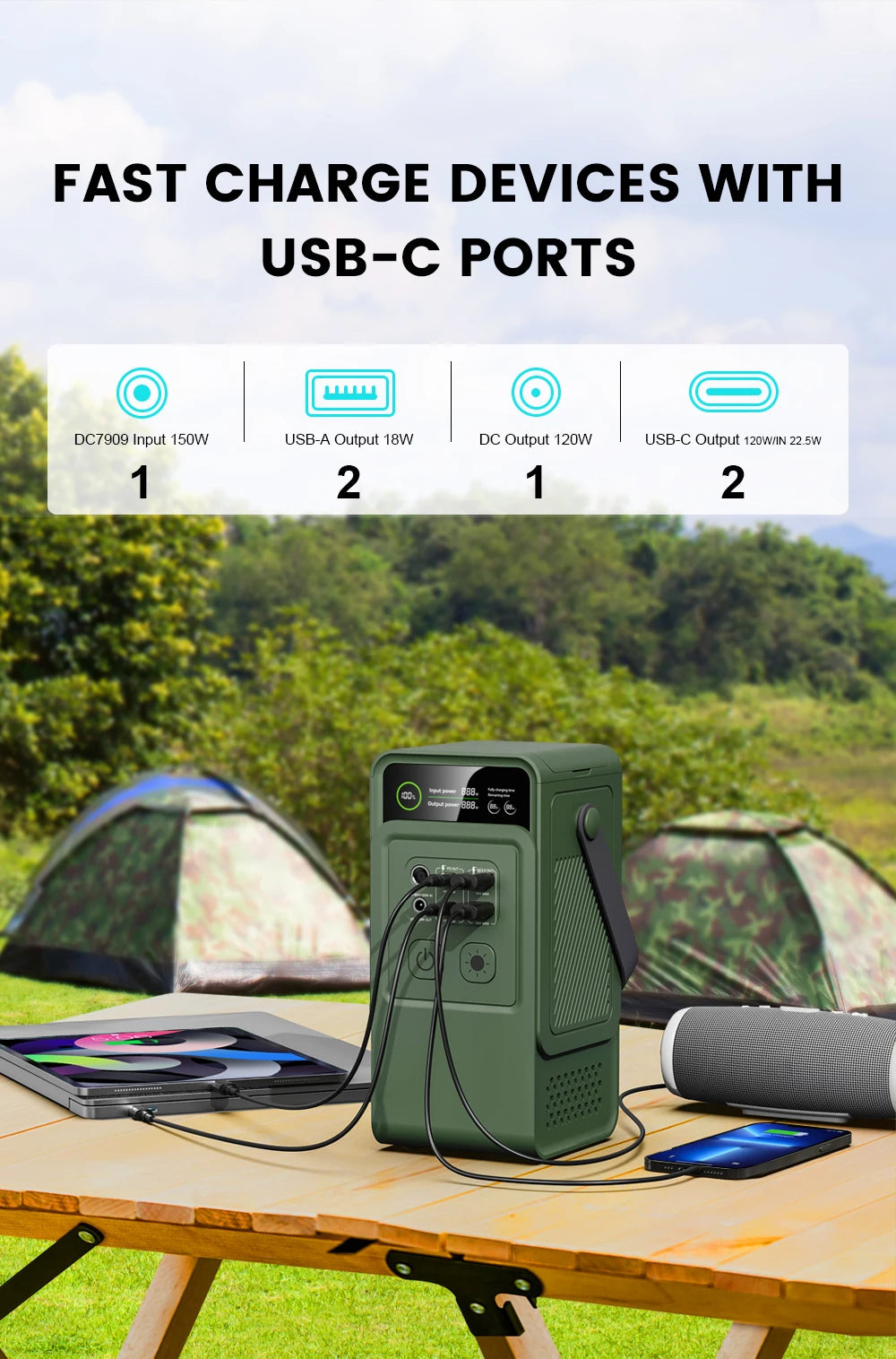 AP200L Power Bank 192Wh 60000mAh Capacity ,100w Solar Panel Generator for Camping Equipment