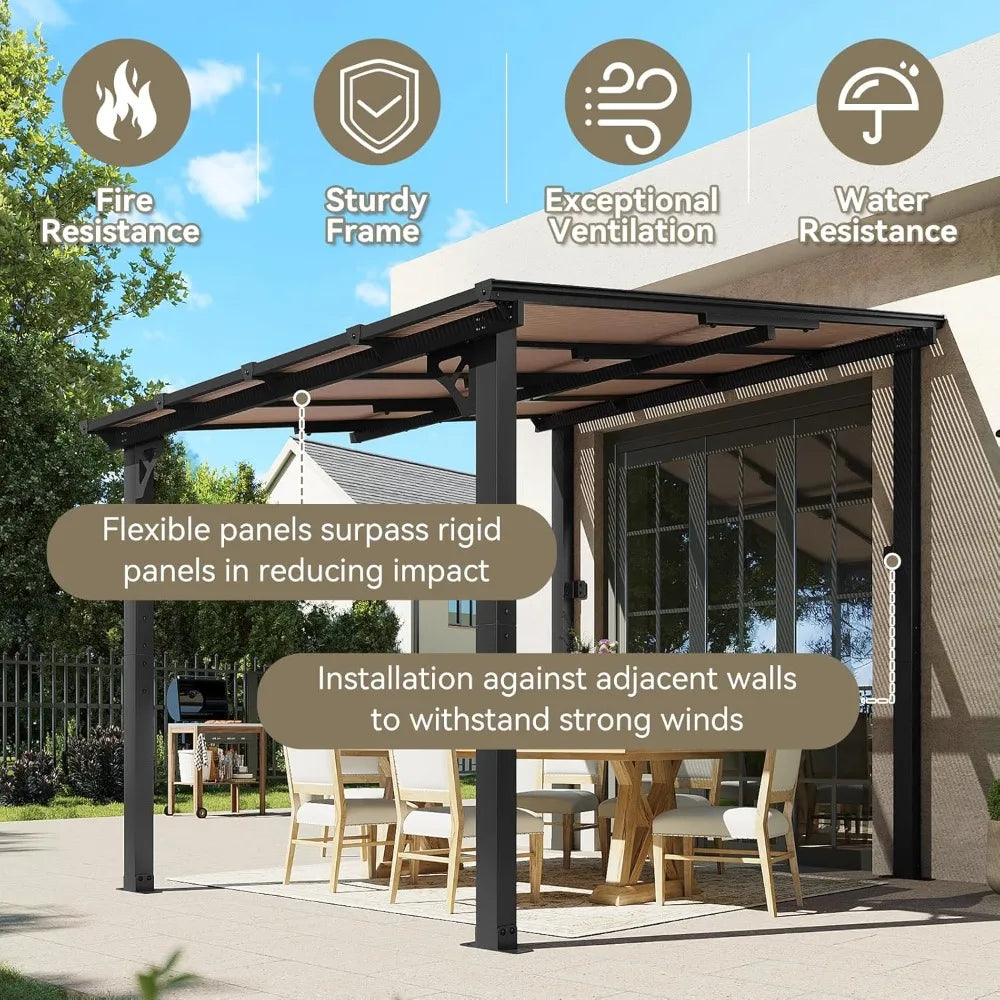8’x10’ Gazebo, Wall Mounted on Clearance, Outdoor Patio, Large Wall-Mounted Heavy Duty Awnings Patio