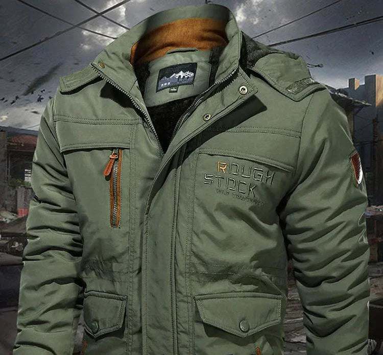 Men's Winter Jacket Fleece Linning Parka Coat Hooded Windbreaker Warm Big Size 6XL Multi-pocket