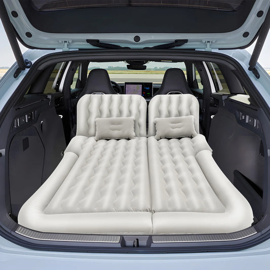 Inflatable Bed with Headrest Foldable PVC Travel Mattress Picnic Camping Flocking Soft Sleeping Cushion