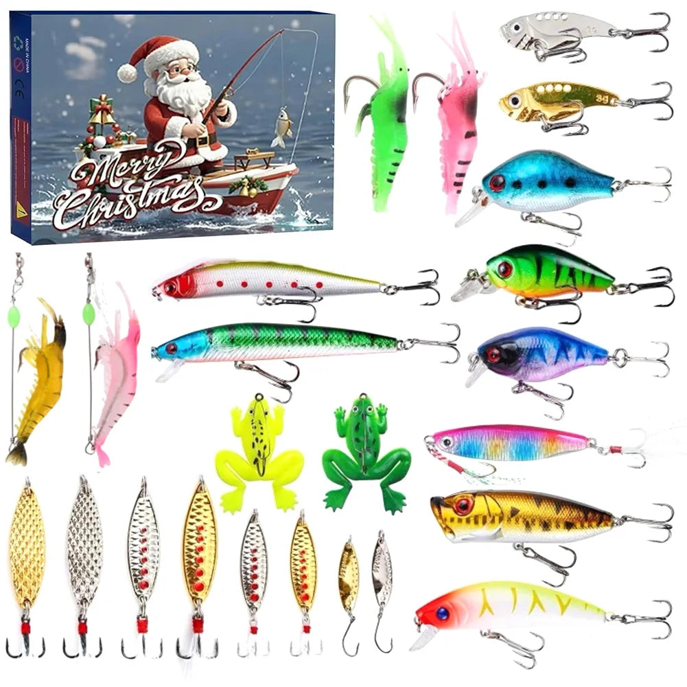 24 Days Fishing Lures Set Surprise Bait Gift for Fishing Lovers Father Boyfriend Brother