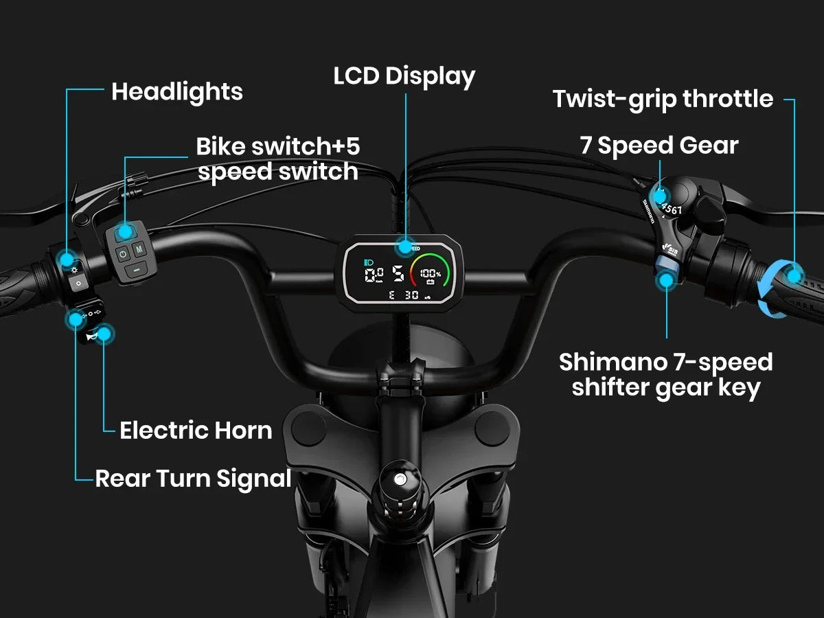 Ebike 2025 G60 Adult 1000W Powerful Motor, 48V 20AH Removable Battery, 20" All-Terrain Tires-