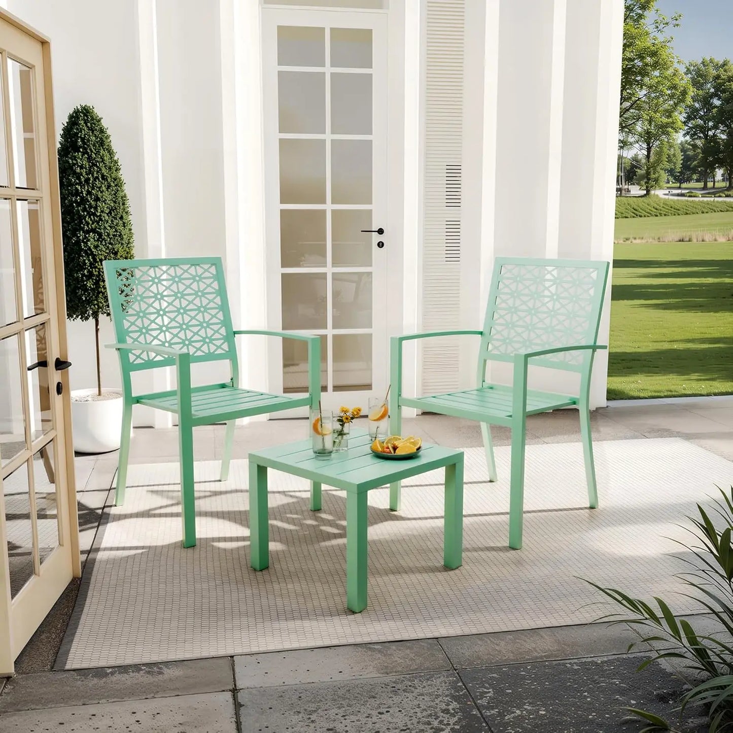 3 Piece Outdoor Patio Bistro Table w/Chairs & Coffee Table, Balcony,Front Porch, Apartments,Backyard