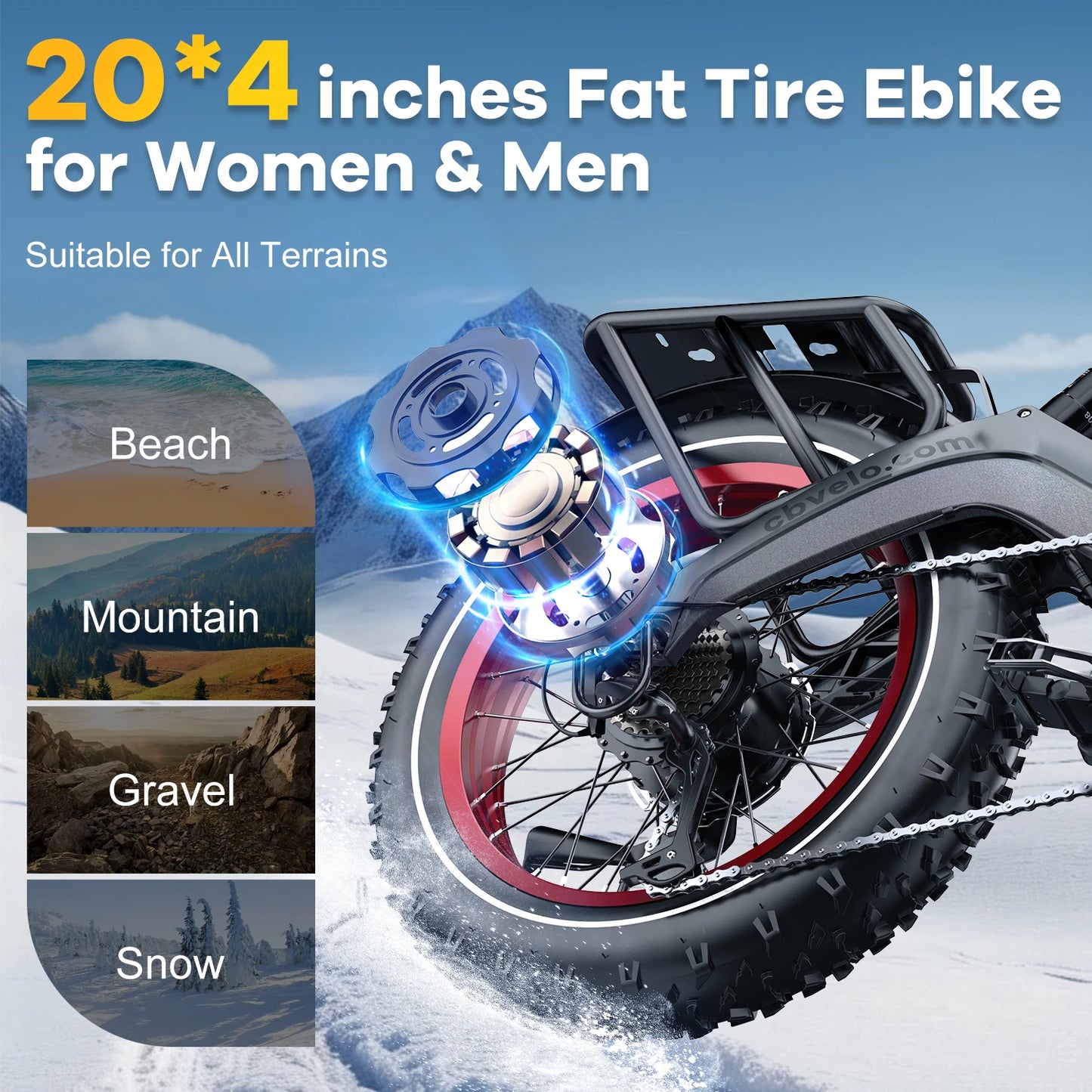 EK6 Peak 2000W Folding E-Bike, Adults, 35MPH 100Miles, 48V 25Ah Removable Battery,20"x4.0 Fat Tire