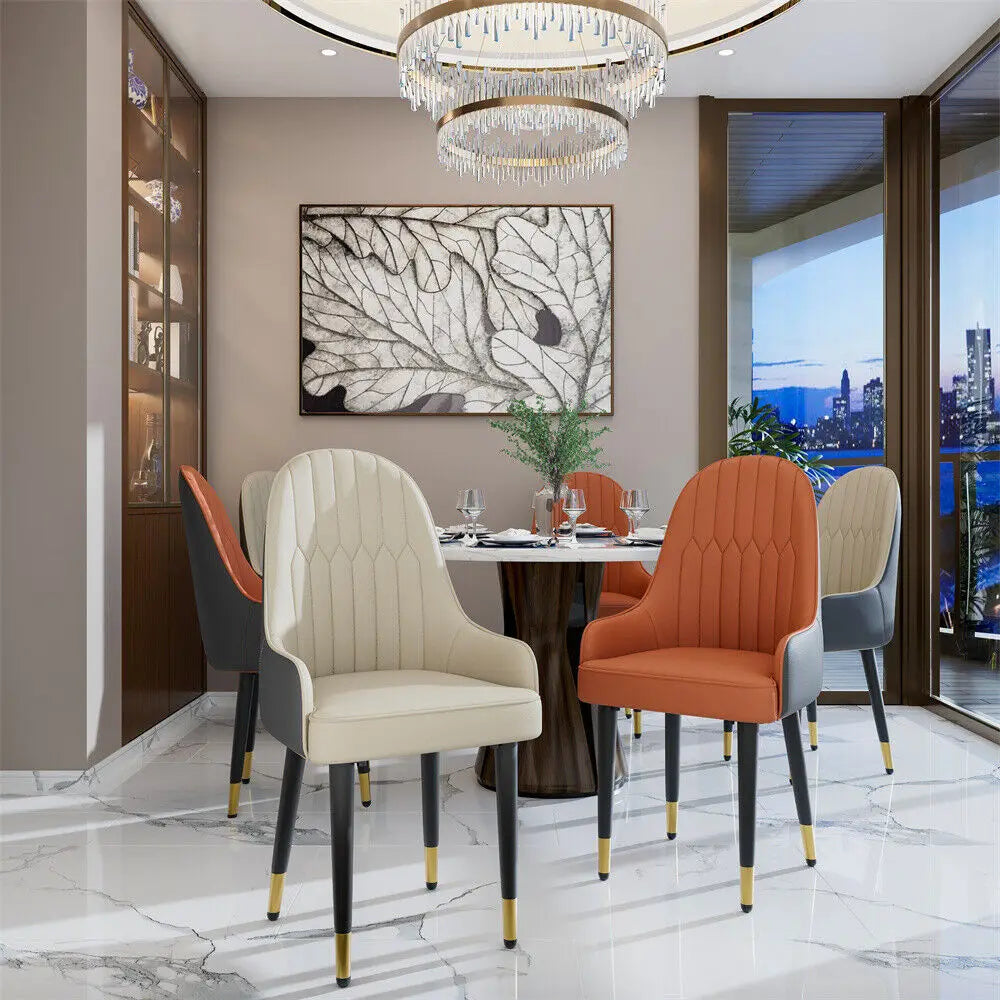 Leather Dining Chairs, Arms Modern Kitchen Dining Room Chairs, Metal legs,kitchen, apts