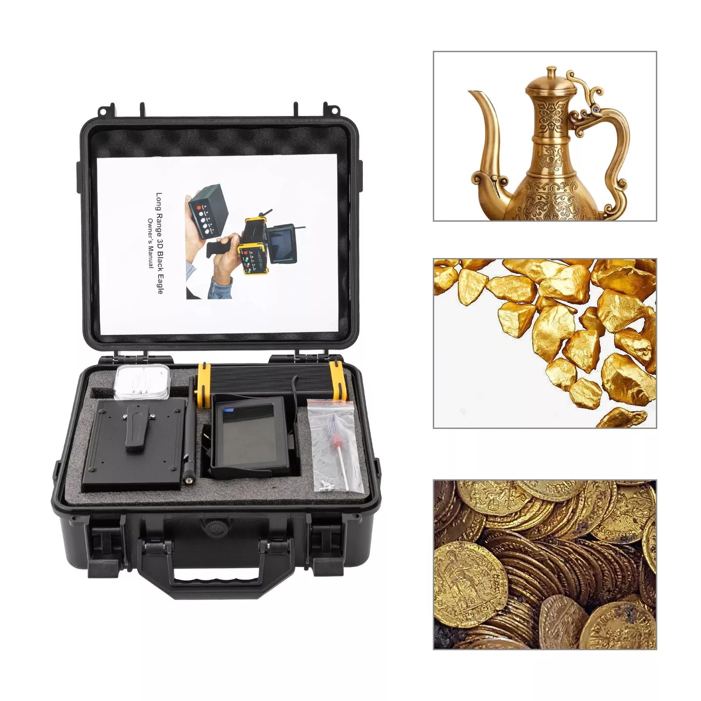 Long Range 3D Gold Silver Gem Diamond Metal Detector – LCD Treasure Hunter Tool