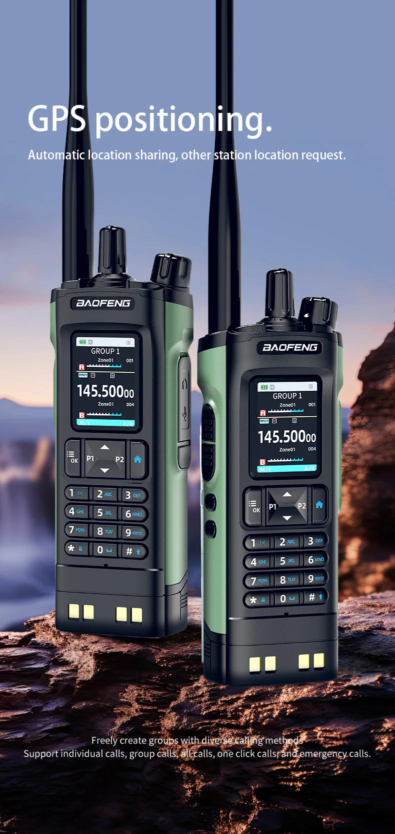 New UV-32 Walkie GPS 10W Bluetooth APP Prog,Multi Band Wireless Copy Freq.Type-C UV32 Ham 2 Way