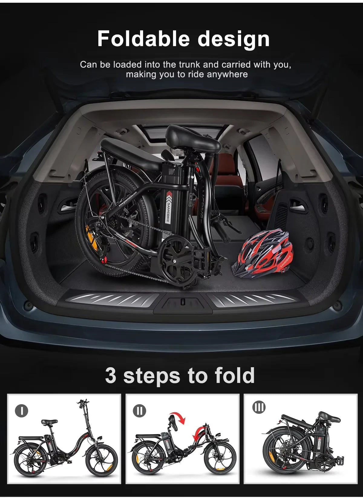 E-bike CY20 350W Motor 36V12AH Removable Battery ,Folding Range 40km 20-inch Tire City Road
