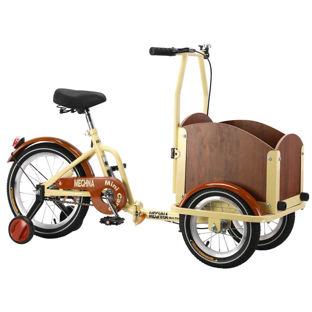 Foldable Tricycle for Kids Ages 6-12 Cargo Bike Pet Bike Reverse Tricycle  Parent-Child Bike