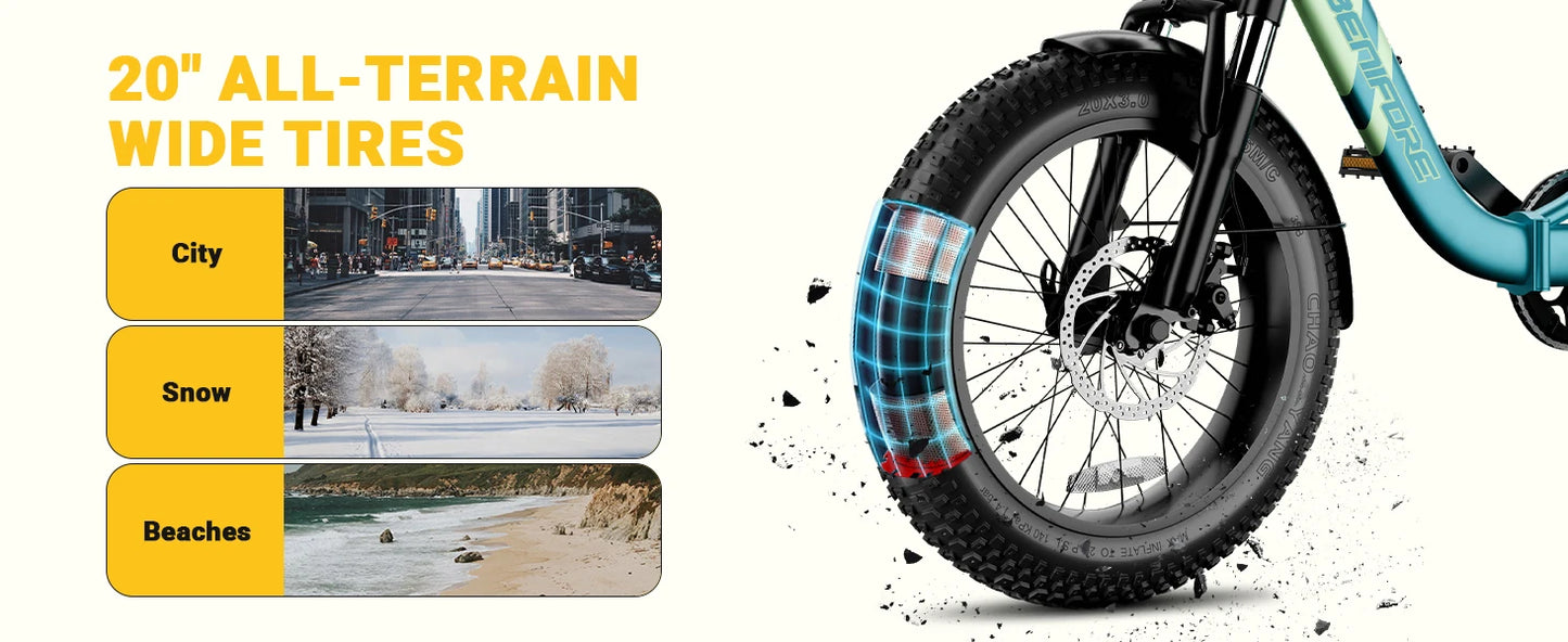 City E-Bike 750W Motor 48V15AH Battery, Seat Back + Footrest Electric Bike 26*3.0-inch Fat Tire