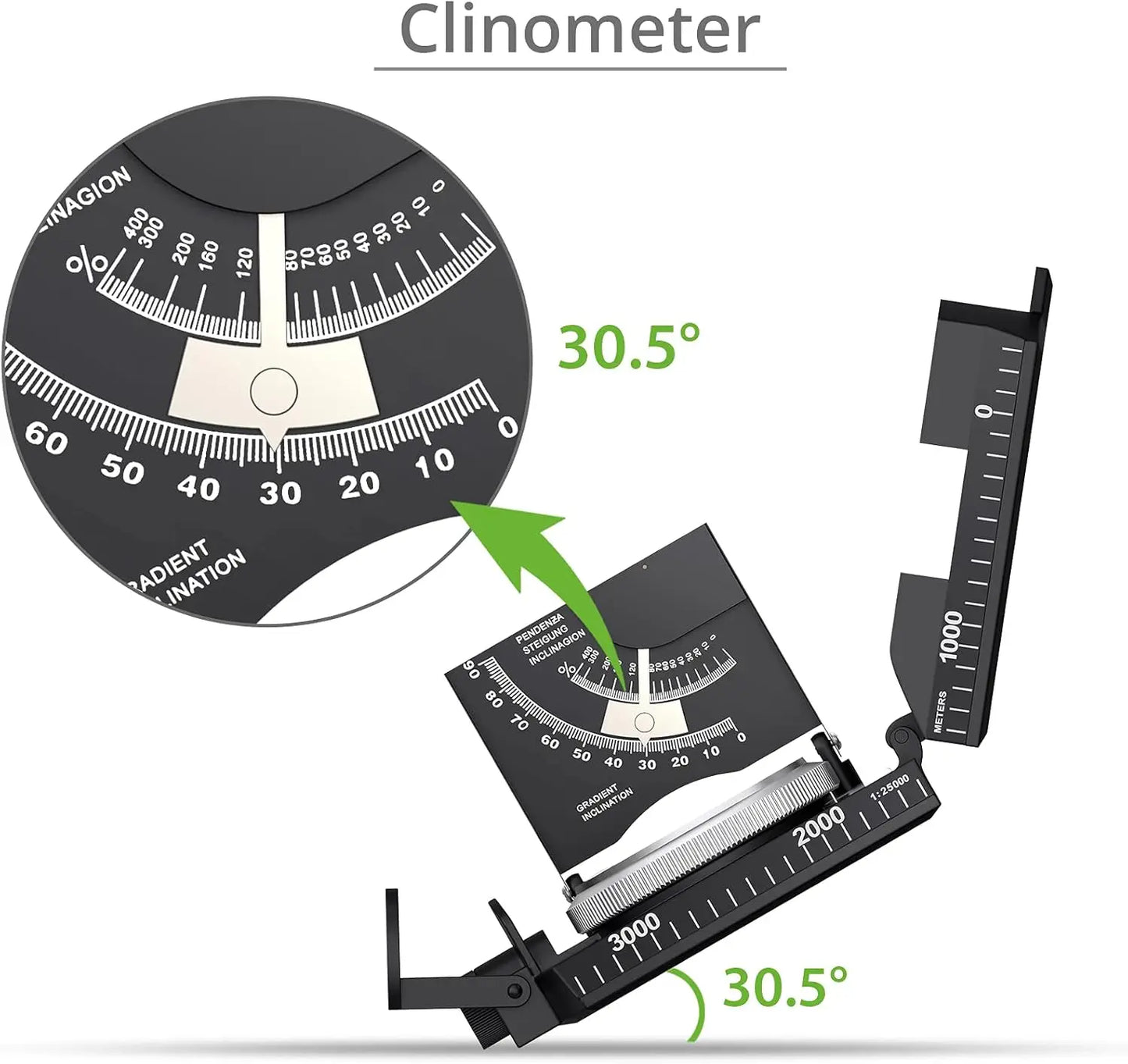 Waterproof Compass,Fluorescent Scale - Compass Navigation, Clinometer & Carry Bag Military trek