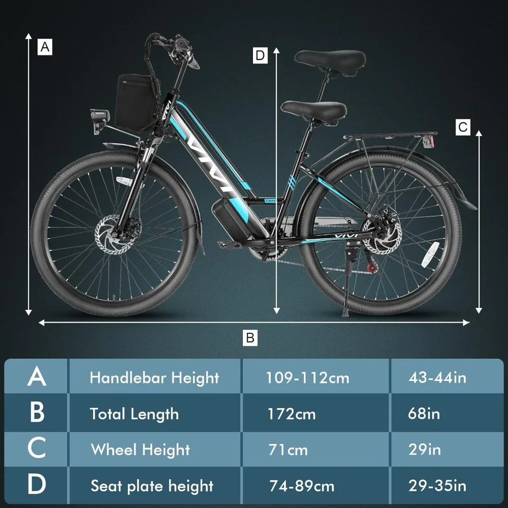 Best - Electric Bike for Adults, 750W Peak Motor, 26" Commuter, 22MPH Cruiser Ebikes with 48V
