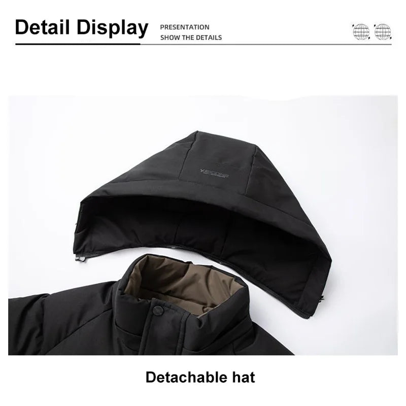 Graphene Warm Windproof Jacket Men Comfortable Thickened Outdoor Hooded Overcoat Male Casual