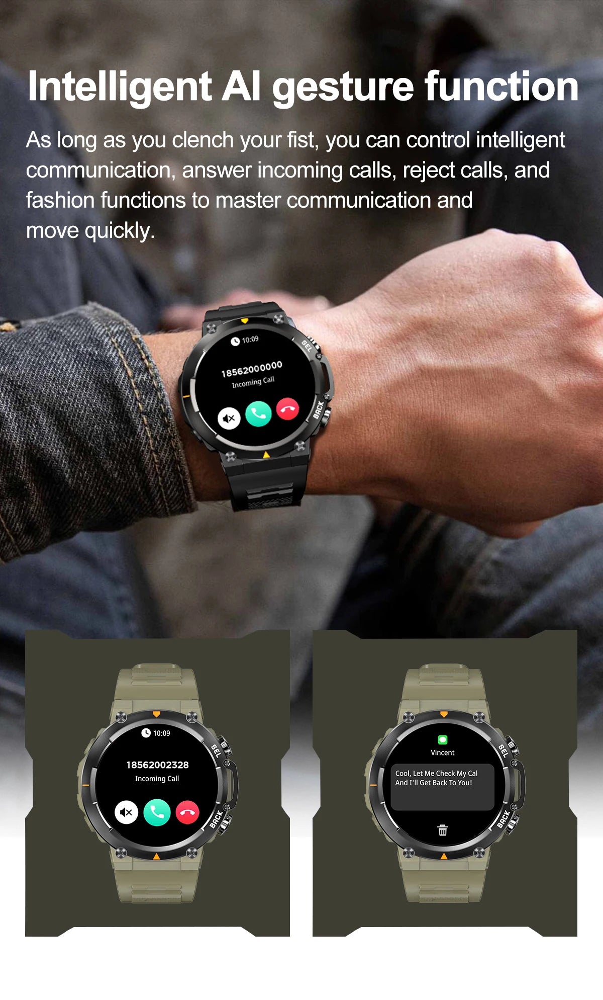 MAX18 Smart Watch AMOLED Screen AI GPT Bluetooth Call 410mAh Big Battery Fitness Tracker Men' Sport