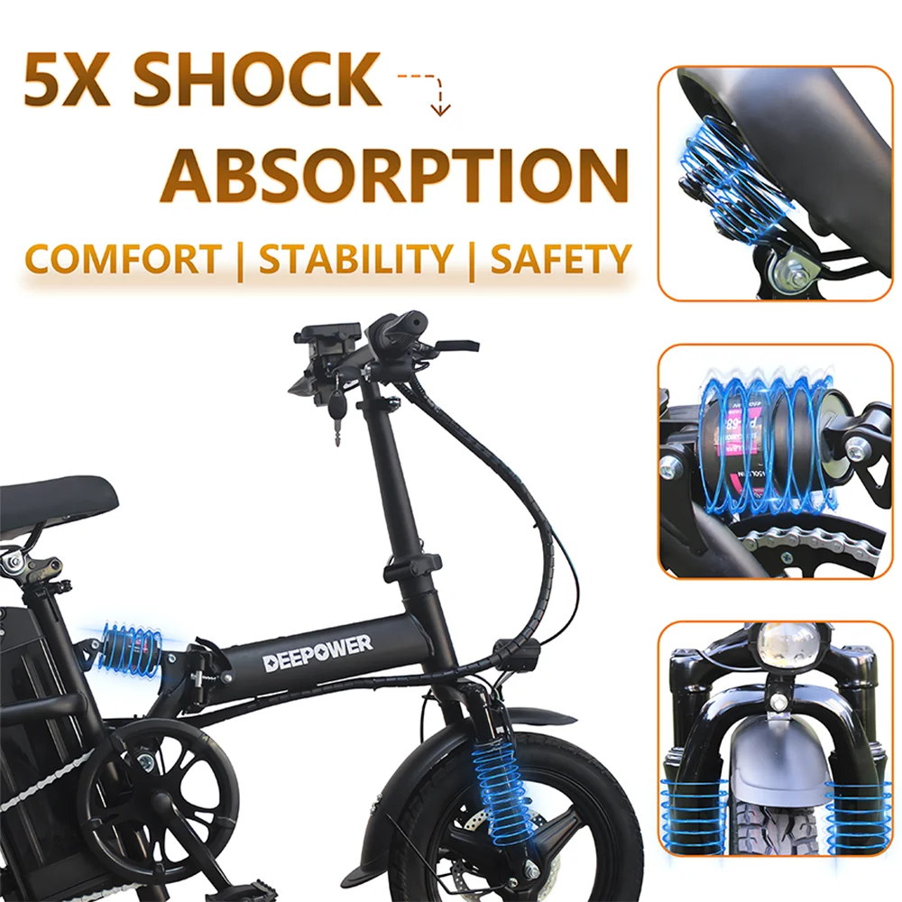 14 Inch Foldable E-Bicycle 400W Motor 48V 15AH Adult MiniSuitable for City Commuting Travel