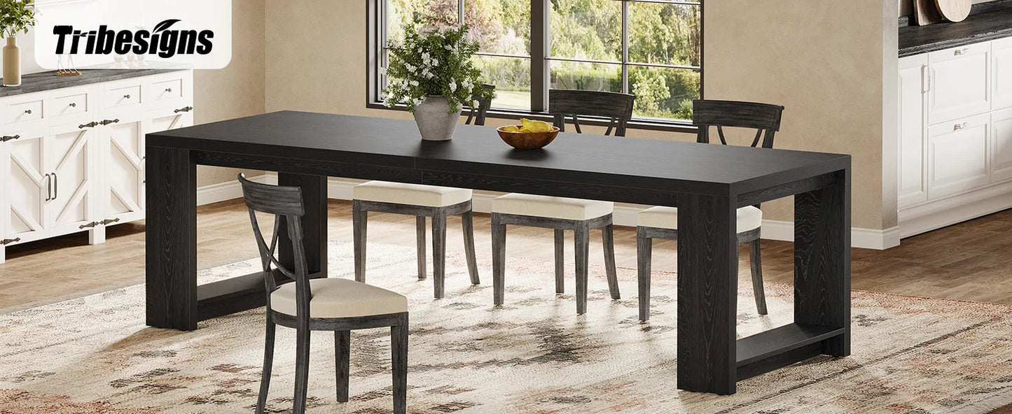 Tribesigns 86.61-Inch Dining Table for 6-8 People, Modern Long Kitchen Table,Pedestal Base, indoor