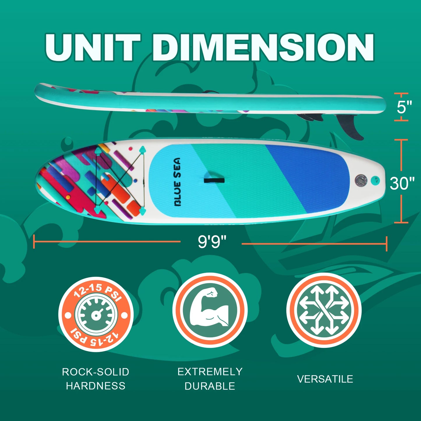 9ft 9in Inflatable Stand Up Paddle Board for Adults, Anti-Slip EVA Deck, Premium Accessories