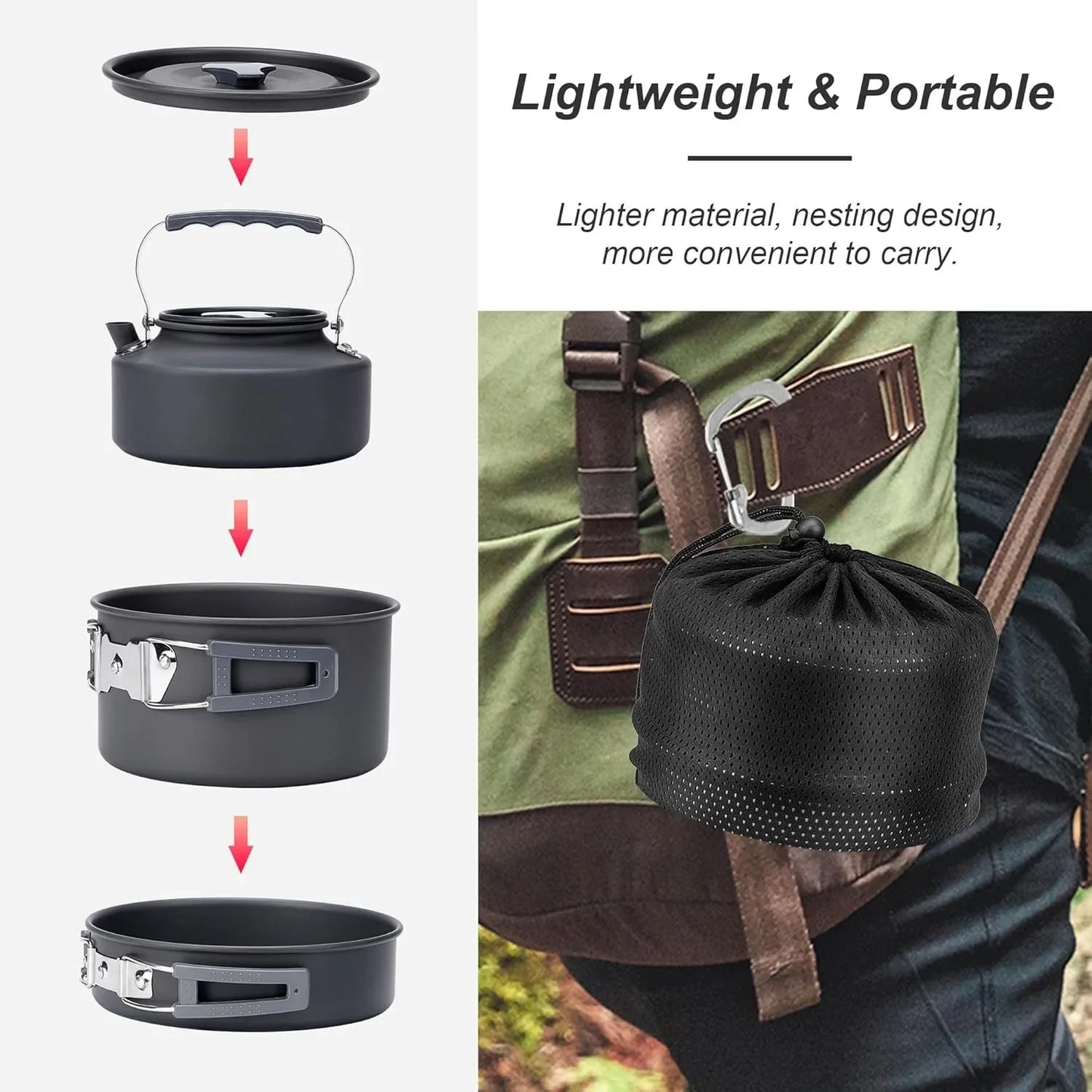 Camping Cookware, Portablewith Accessories, Camping Gear