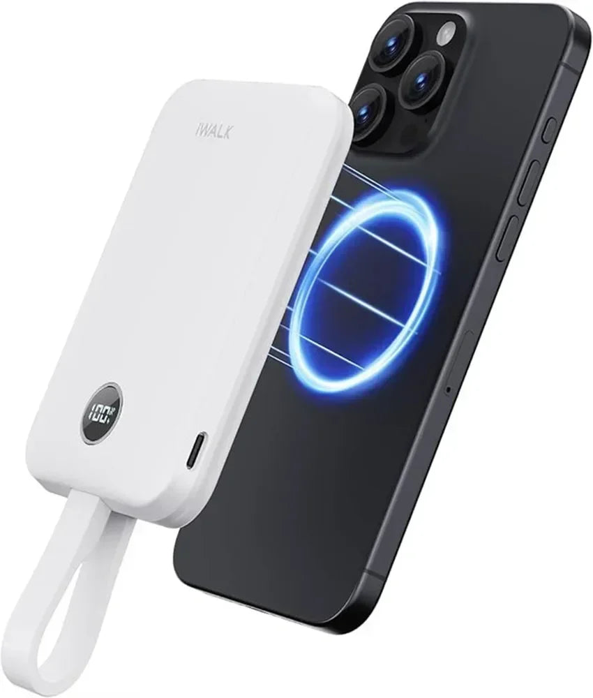 iWALK Magnetic Portable Charger 10000mAh: 15W Wireless 30W Fast Charging USB-C Cable iPhone,Samsung