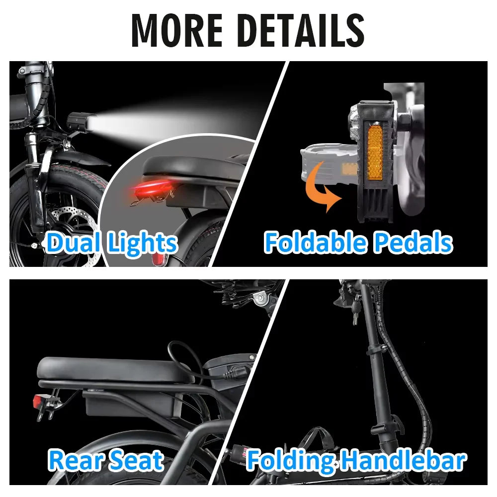 14 Inch Foldable E-Bicycle 400W Motor 48V 15AH Adult MiniSuitable for City Commuting Travel