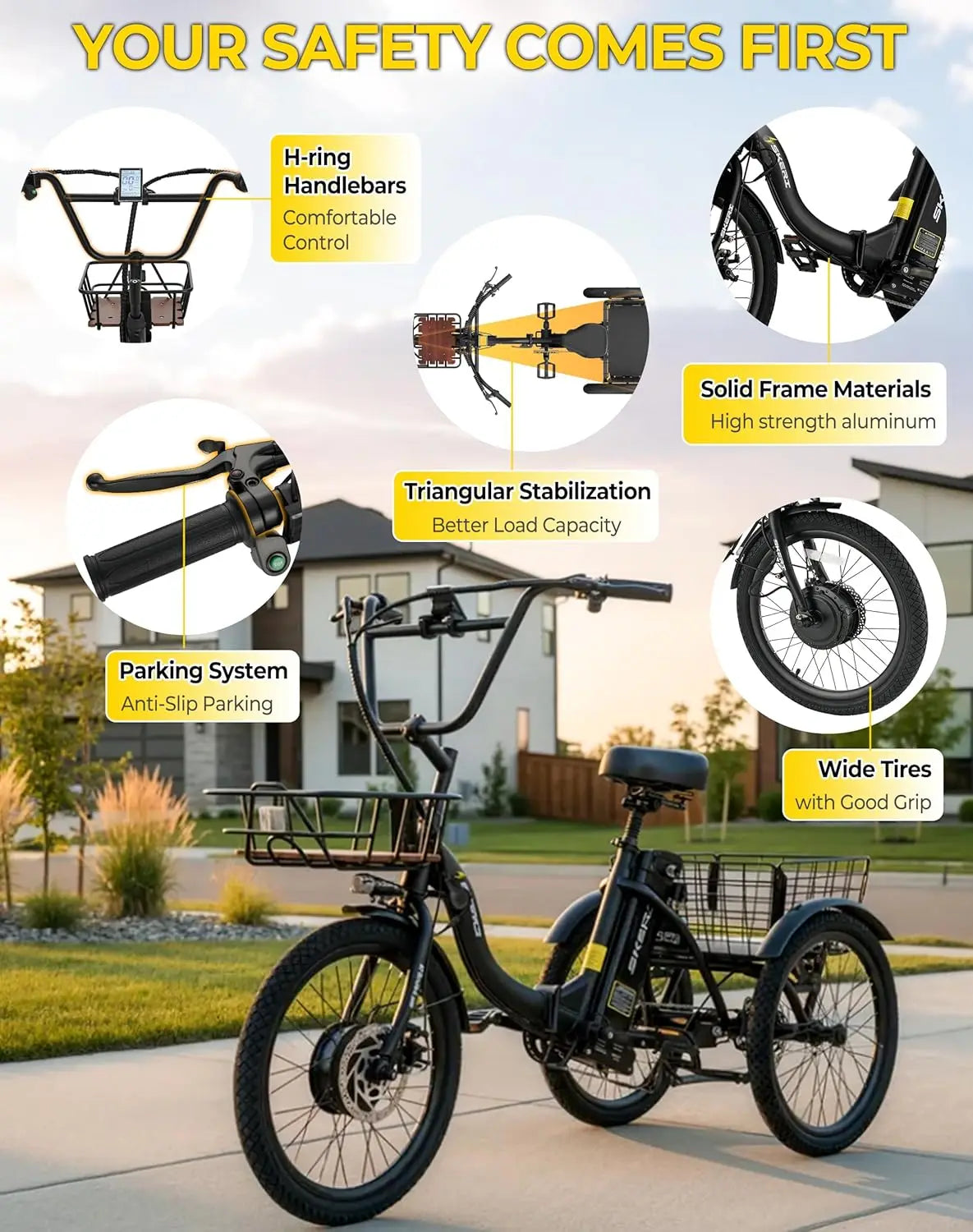 E-Trike, 500W(Peak 1000W) ,Adults, 20" Folding 3-Wheel Electric Bicycle, Step-Thru E, Customized