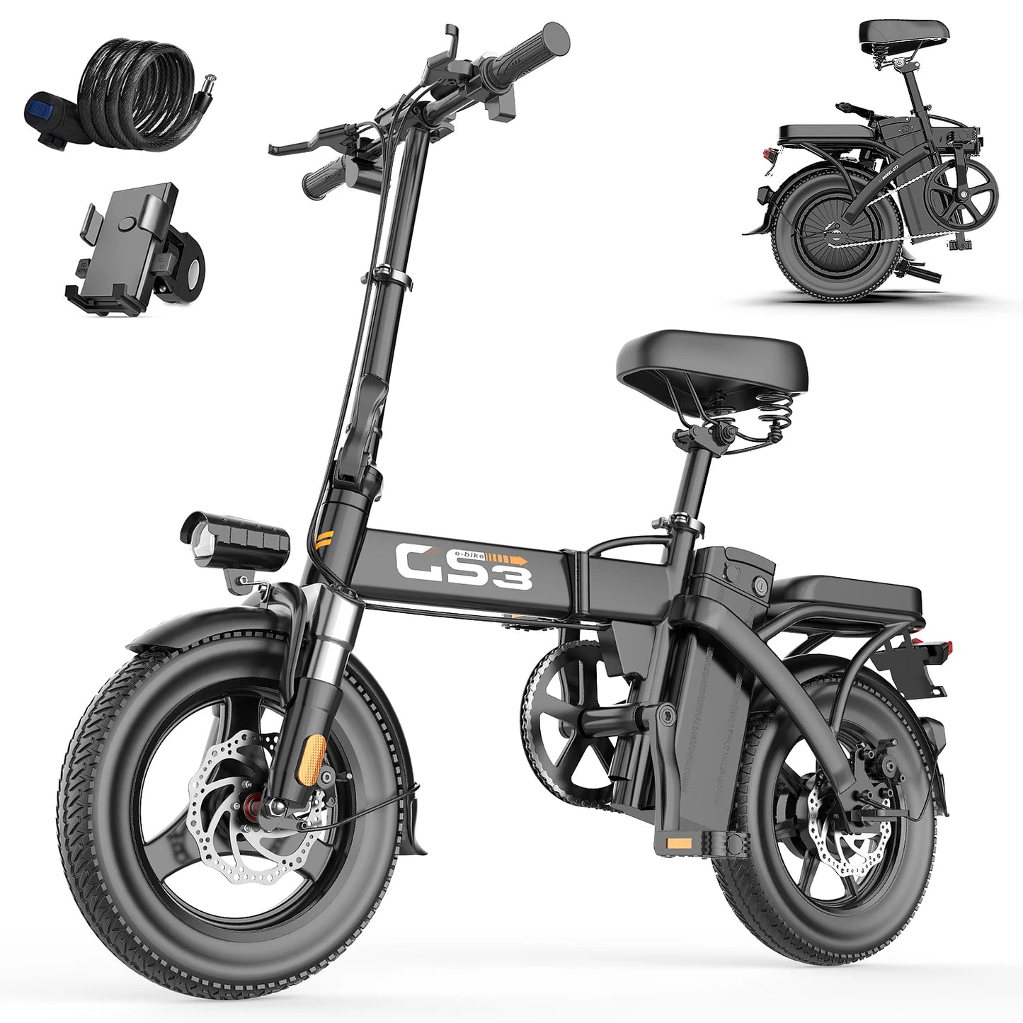 GS3 E-Bike 48V 15AH 500W Motor,20KM/H Max Speed Motorcycle Style E-bike