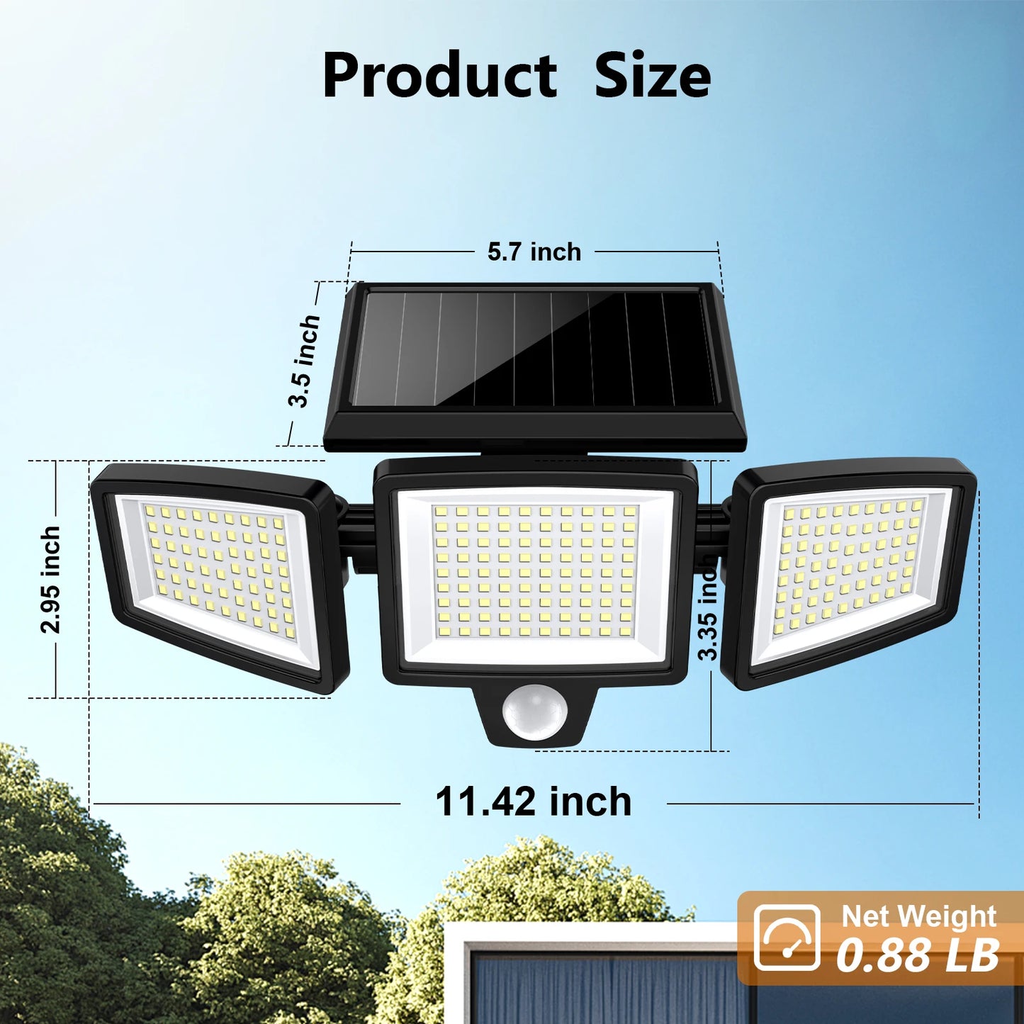 3Pack Outdoor Solar Lights, 210LED 2500LM Motion Sensor Security Lights, IP65 Waterproof