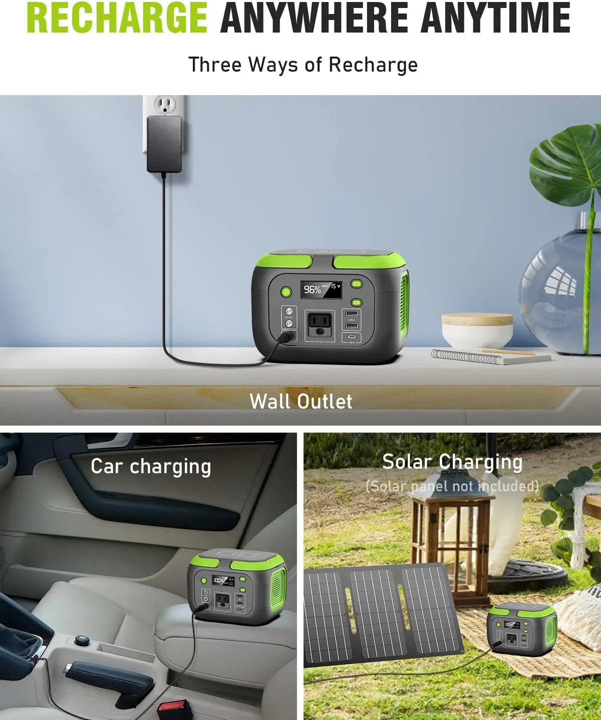 200W Portable Power Station 155Wh Solar Generator 42000mAh Power Bank with AC Outlet 110V, DC, USB