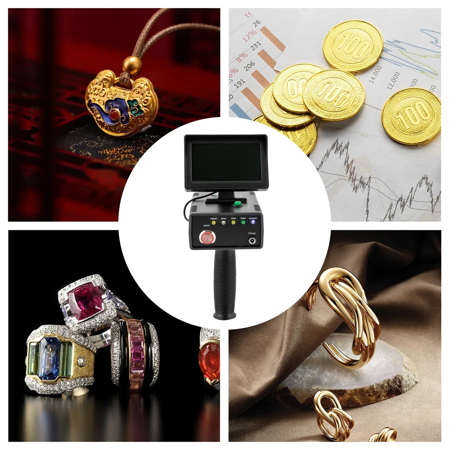 Detector Treasure ScanProfession,3D LED Disp, Gold Silver Copper Diam Metal Locator 30m Detect Depth