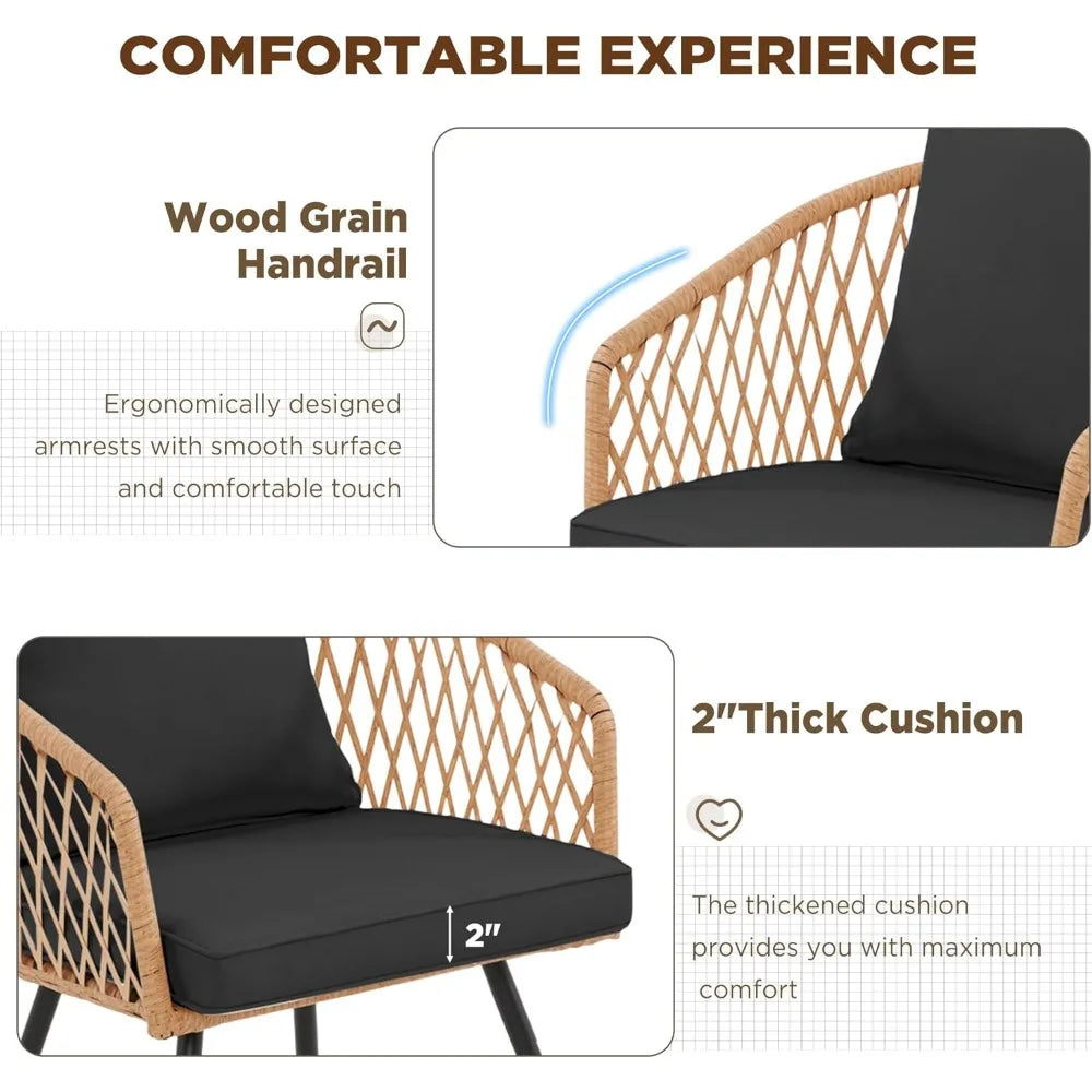 7-Piece All-Weather Rattan Patio Dining, 60" Wood Table, Removable Cushions & Umbrella Hole