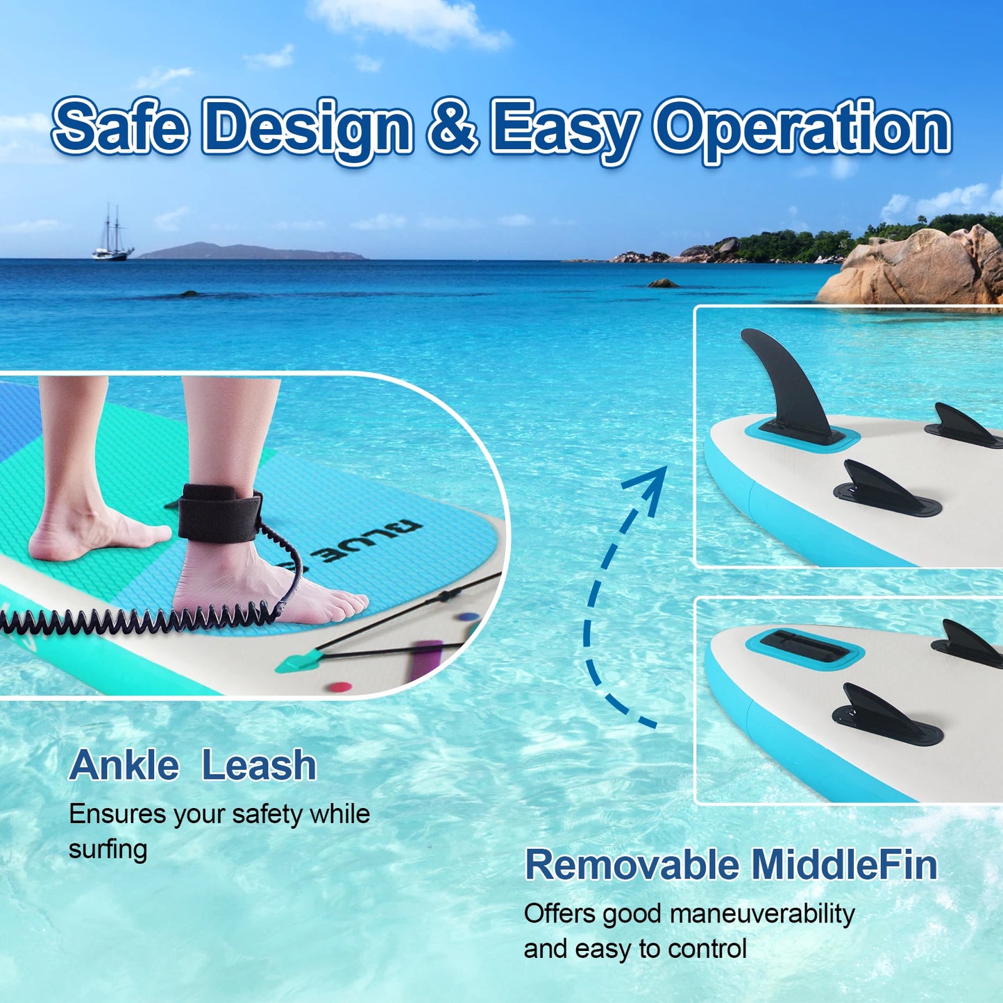 9ft 9in Inflatable Stand Up Paddle Board for Adults, Anti-Slip EVA Deck, Premium Accessories