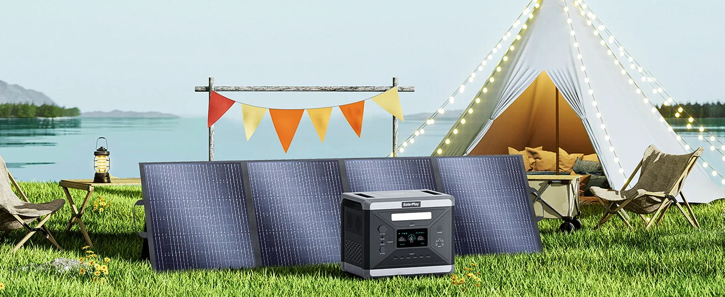 2400W/2160Wh Power Energy Stations Q2501 Rechargeable Batteries Solar Panels 200W FoldableOutdoor