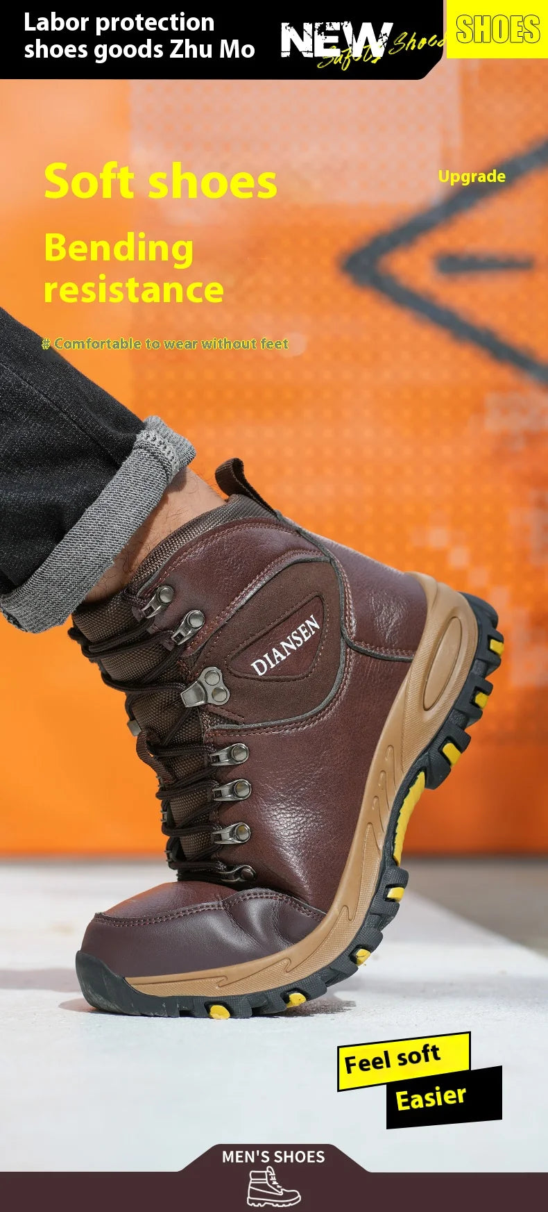 Waterproof Leather Indestructible Men Work Safety Boots Outdoor Anti-smash Anti-puncture Male
